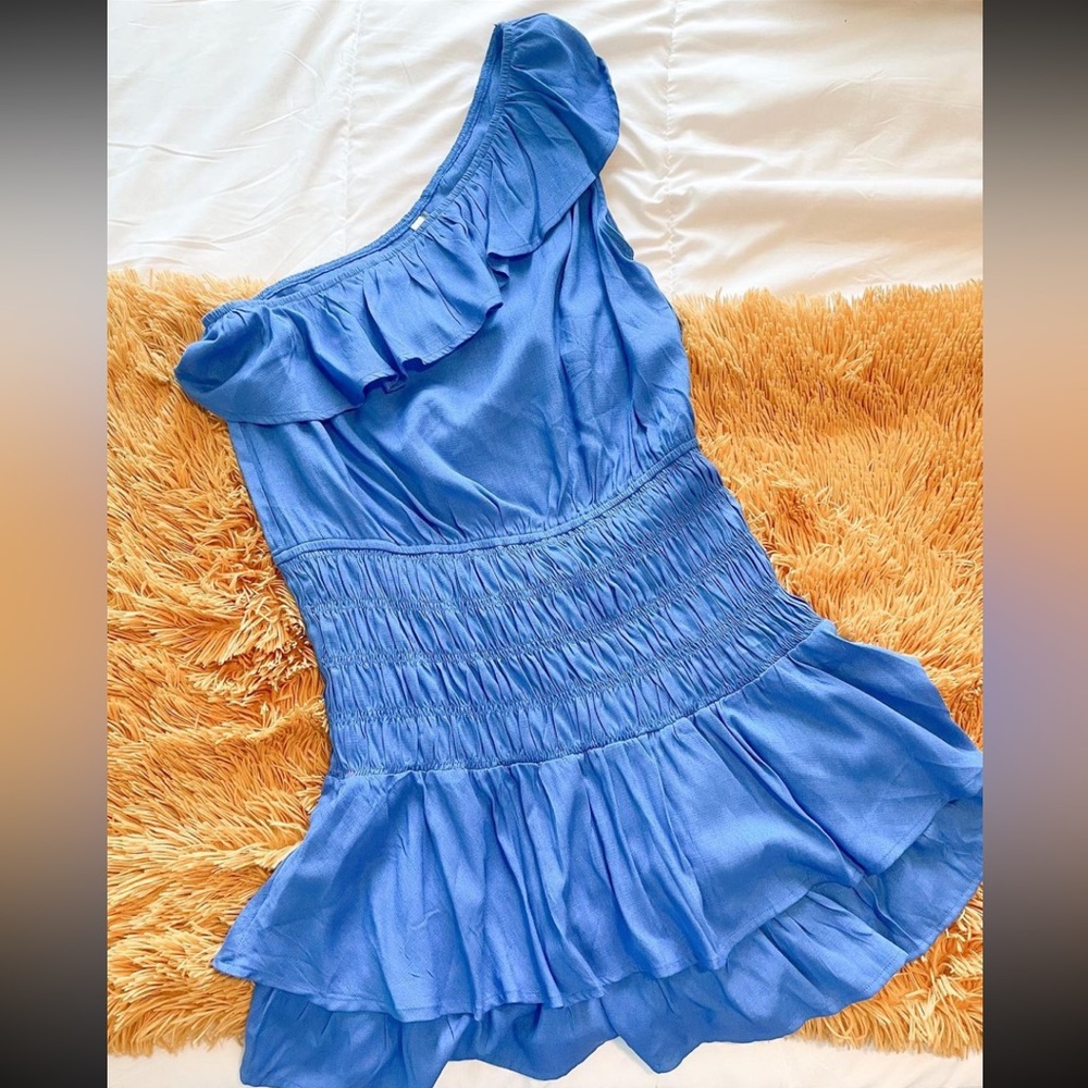 Blue one shoulder dress